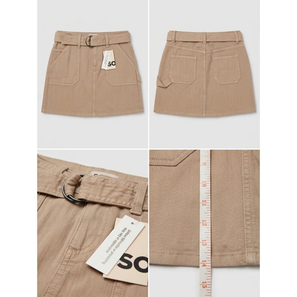 SO NWT Brown Corduroy Belted Mini Skirt